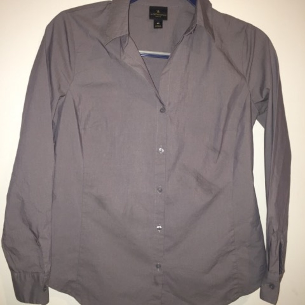 Worthington Petite Gray Dress Shirt